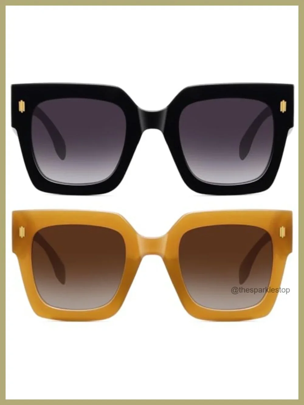 Retro Square Sunglasses Oversized UV400 Protection Large Shades